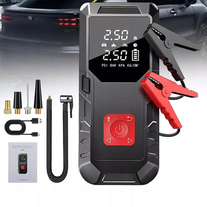 Automobilio užvedimo įrenginys su „power bank“ 12V ir išmaniuoju kompresoriumi