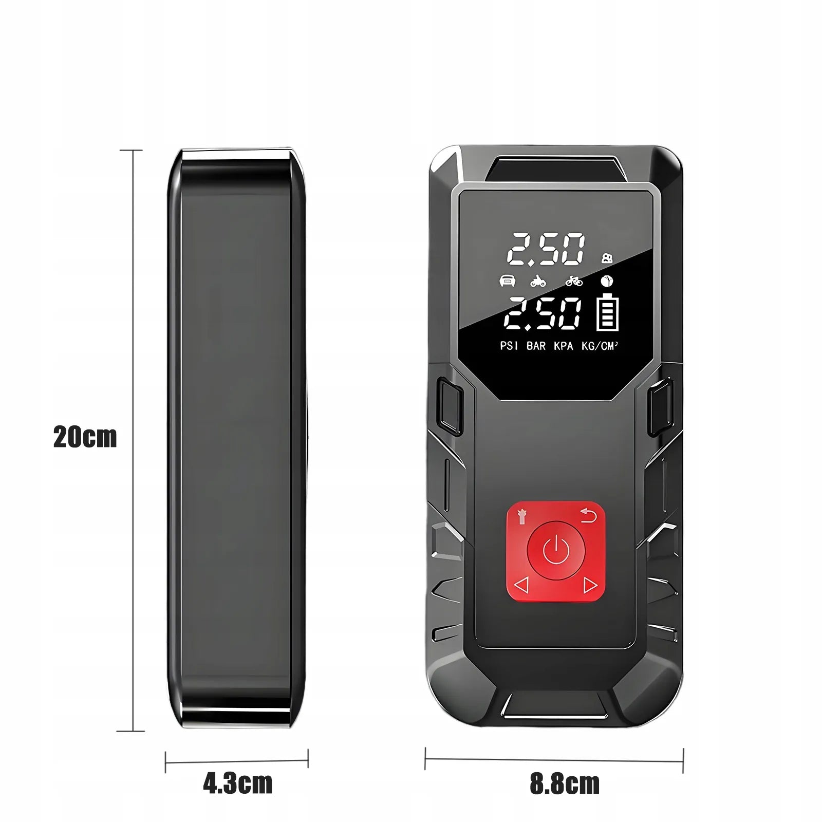 Automobilio užvedimo įrenginys su „power bank“ 12V ir išmaniuoju kompresoriumi