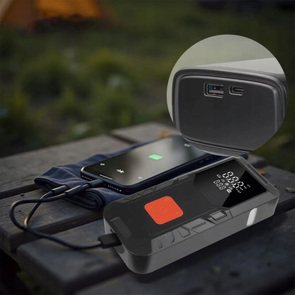 Automobilio užvedimo įrenginys su „power bank“ 12V ir išmaniuoju kompresoriumi