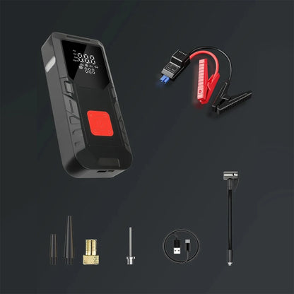Automobilio užvedimo įrenginys su „power bank“ 12V ir išmaniuoju kompresoriumi