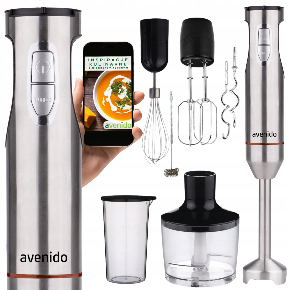 „avenido AV4636“ rankinis trintuvas 1800 W su smulkintuvu ir plakimo priedais