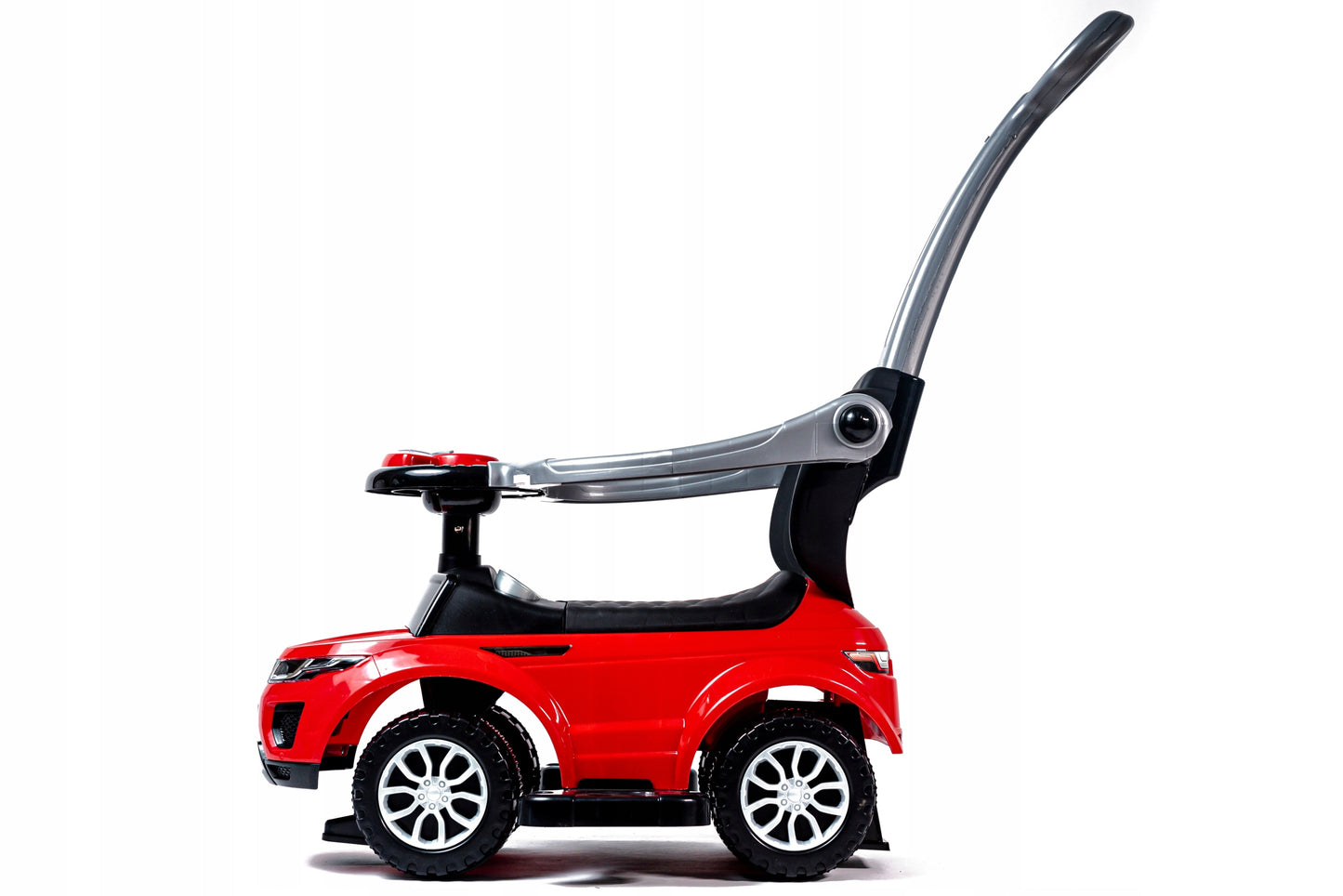 Važinėjimo, stumiamas, vaikštynės tipo automobilis 3in1, didelis, su minkšta odine sėdyne