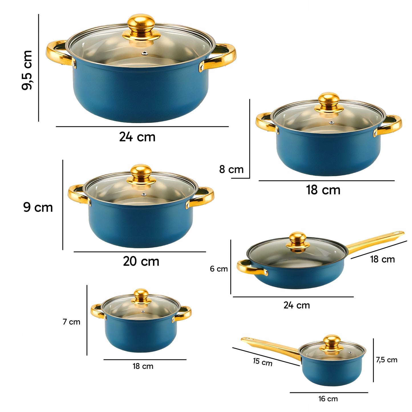 12 elementų nerūdijančio plieno virtuvės puodų ir keptuvės rinkinys su dangčiais