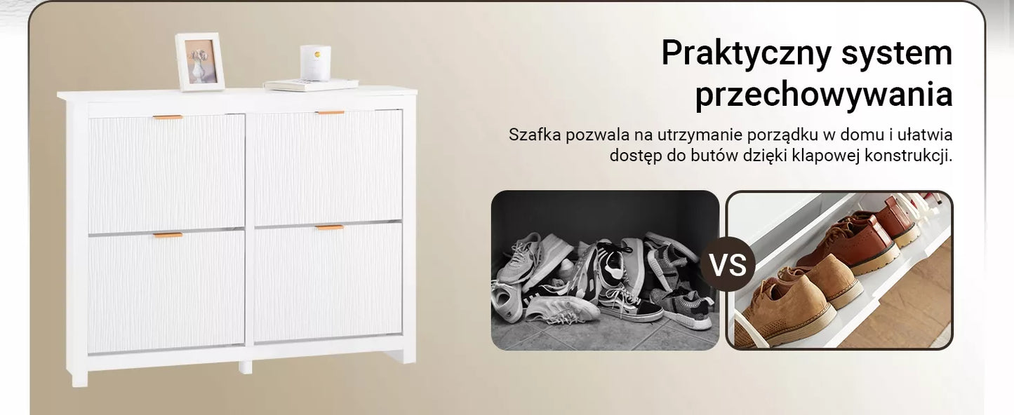 SoBuy Batų spintelė su sėdyne, stalčiais ir durelėmis FSR186-II-W