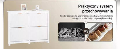 SoBuy Batų spintelė su sėdyne, stalčiais ir durelėmis FSR186-II-W