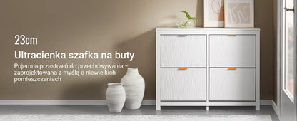 SoBuy Batų spintelė su sėdyne, stalčiais ir durelėmis FSR186-II-W