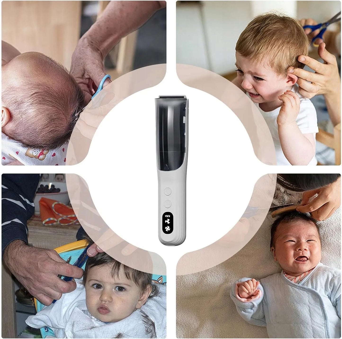 Babydream Baby01 tyli vaikiška plaukų kirpimo mašinėlė su plaukų įsiurbimo funkcija