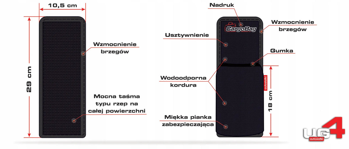 Bagažinės organizavimo krepšio ir automobilinio gesintuvo dėklo rinkinys su „Velcro“ tvirtinimu