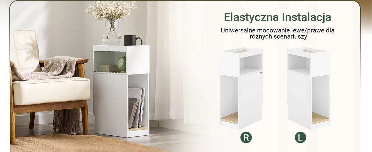 Balta naktinė spintelė „SoBuy“ su lentyna, 20 × 60 × 35 cm, FBT171-WN