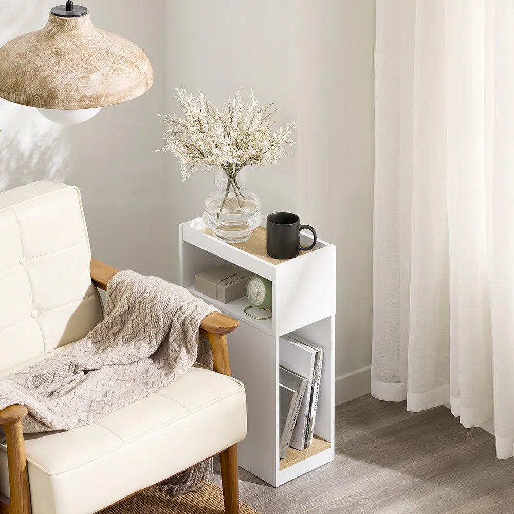 Balta naktinė spintelė „SoBuy“ su lentyna, 20 × 60 × 35 cm, FBT171-WN
