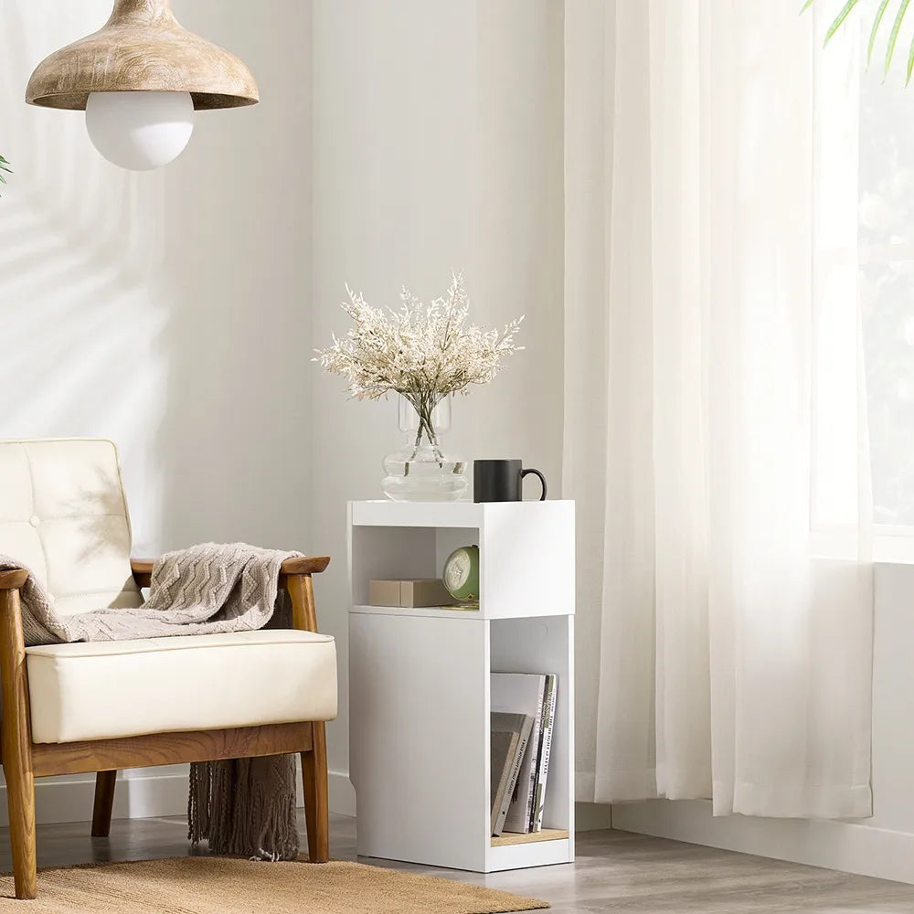 Balta naktinė spintelė „SoBuy“ su lentyna, 20 × 60 × 35 cm, FBT171-WN