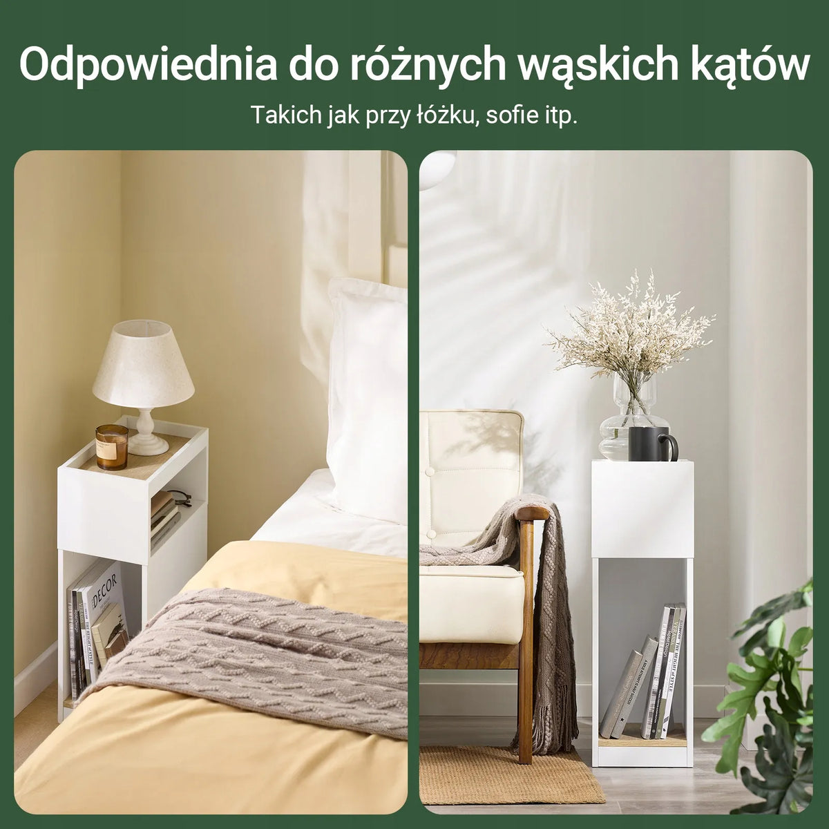 Balta naktinė spintelė „SoBuy“ su lentyna, 20 × 60 × 35 cm, FBT171-WN