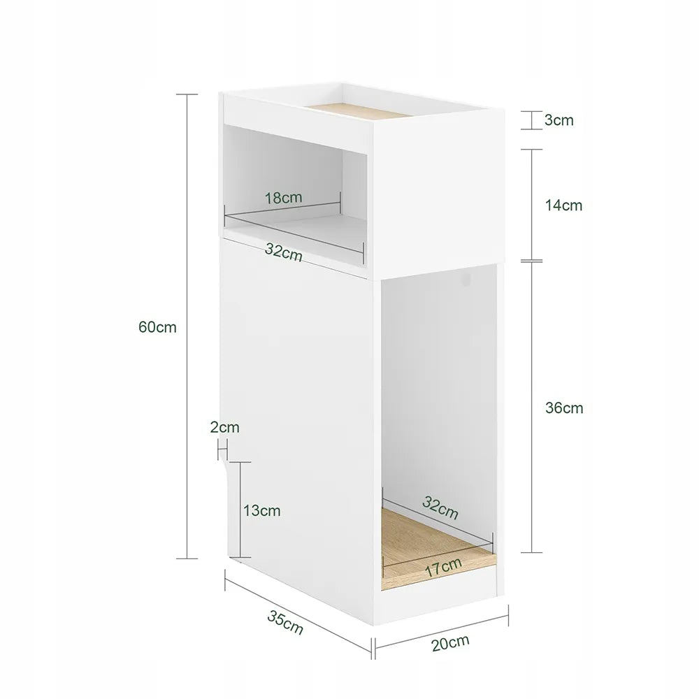Balta naktinė spintelė „SoBuy“ su lentyna, 20 × 60 × 35 cm, FBT171-WN