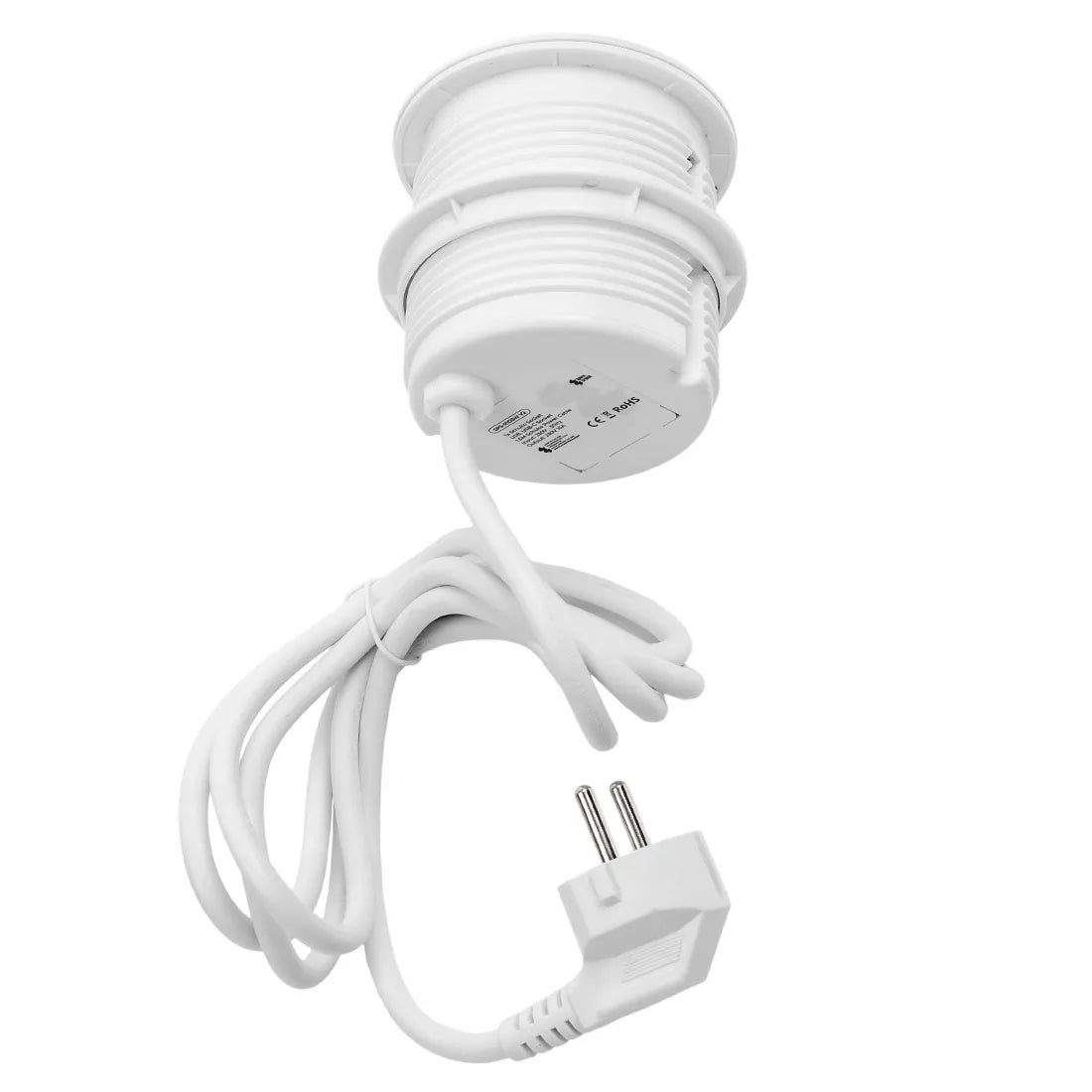 Baltas įleidžiamas apvalus stalviršio lizdas Spacetronik su USB A ir USB C jungtimis