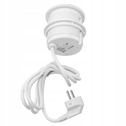 Baltas įleidžiamas apvalus stalviršio lizdas Spacetronik su USB A ir USB C jungtimis