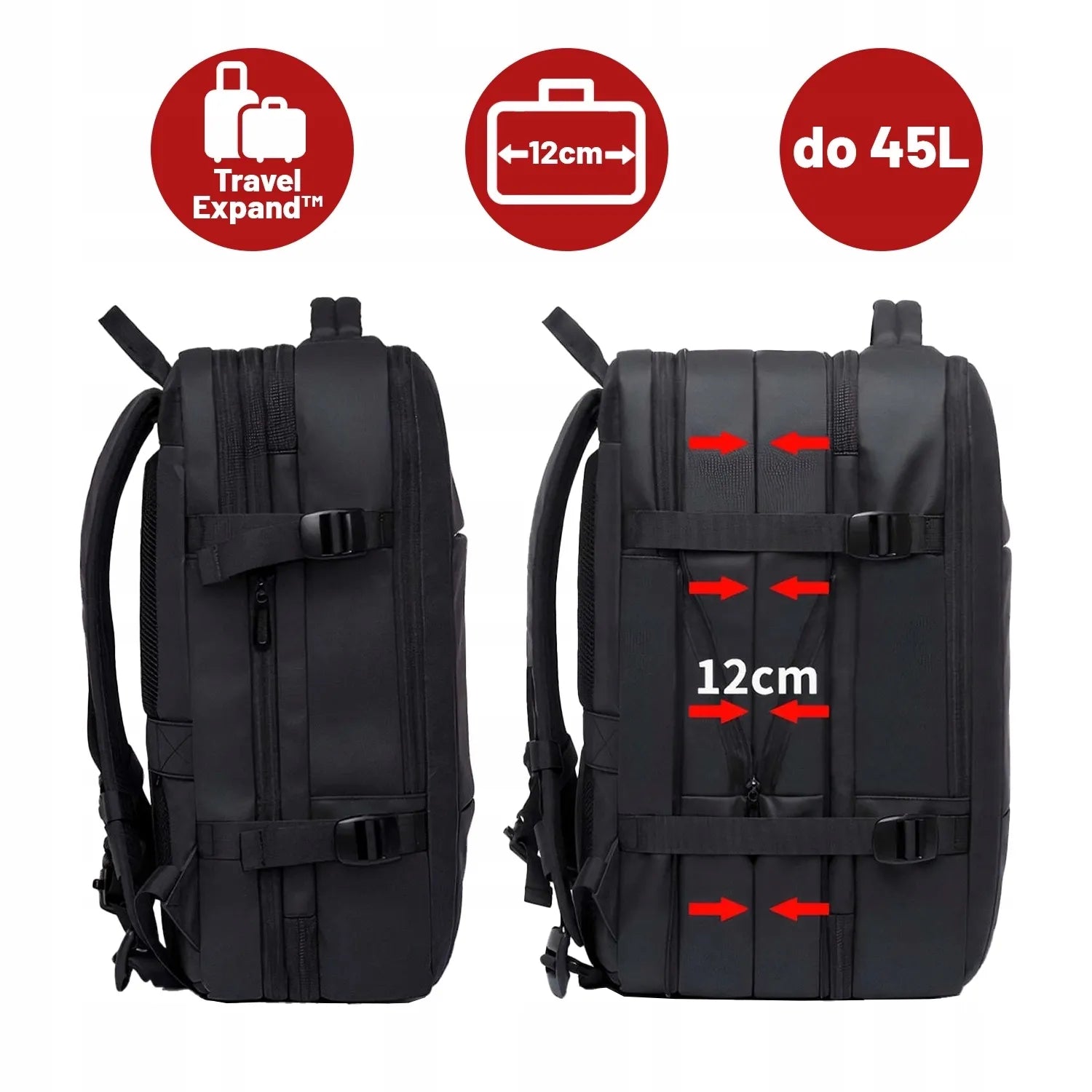 Bange TravelExpand™ kelioninė kuprinė 45L nešiojamam kompiuteriui su USB