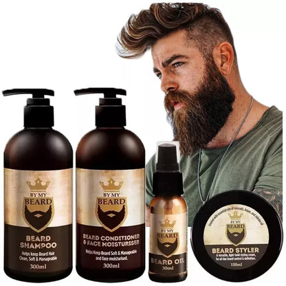 Barzdos priežiūros rinkinys „By My Beard“ su šernų šerių šepečiu profesionali kosmetika