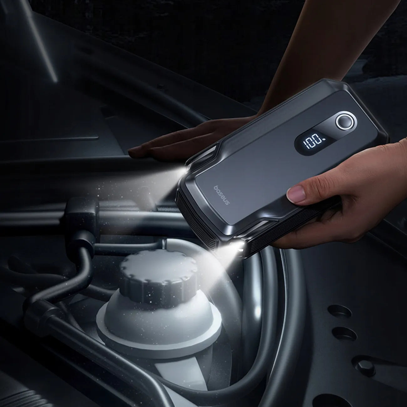 BASEUS automobilinis paleidėjas (Jump Starter) 20000 mAh 12V 8000A su gnybtais ir žibintuvėliu