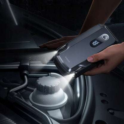 BASEUS automobilinis paleidėjas (Jump Starter) 20000 mAh 12V 8000A su gnybtais ir žibintuvėliu