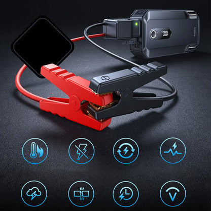 BASEUS automobilinis paleidėjas (Jump Starter) 20000 mAh 12V 8000A su gnybtais ir žibintuvėliu