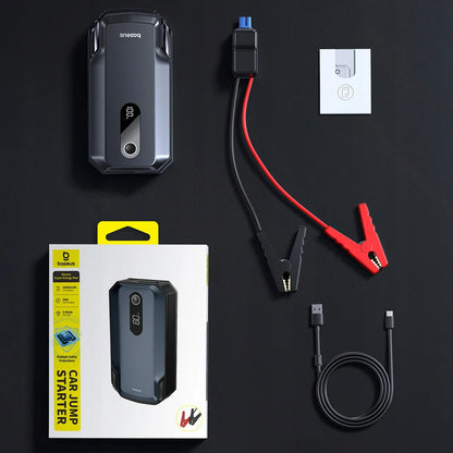 BASEUS automobilinis paleidėjas (Jump Starter) 20000 mAh 12V 8000A su gnybtais ir žibintuvėliu