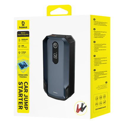 BASEUS automobilinis paleidėjas (Jump Starter) 20000 mAh 12V 8000A su gnybtais ir žibintuvėliu