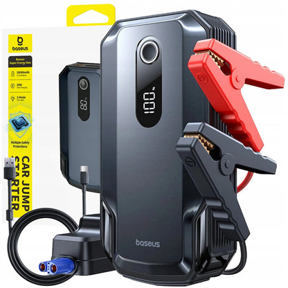 BASEUS automobilinis paleidėjas (Jump Starter) 20000 mAh 12V 8000A su gnybtais ir žibintuvėliu