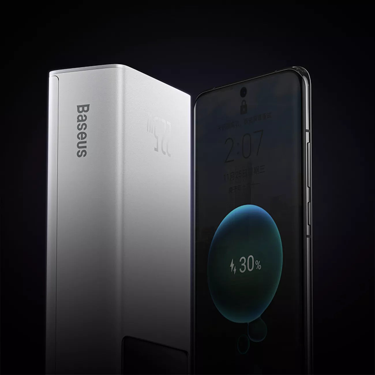 BASEUS EnerFill FP41 30000mAh 22.5W nešiojamas įkroviklis su USB-C laidu - baltas