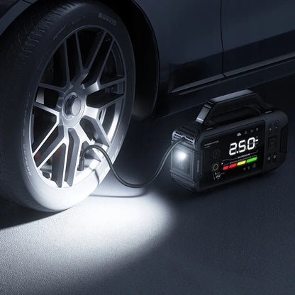 BASEUS išorinė baterija, automobilio užvedimo įrenginys (boosteris), žibintuvėlis 21600mAh, kompresorius + gnybtai