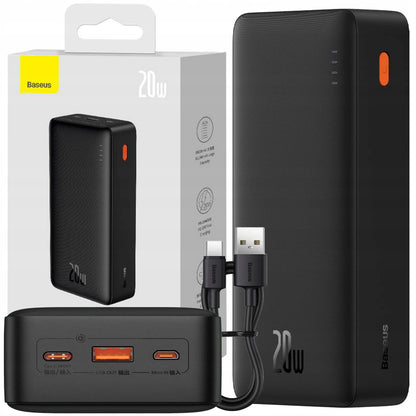BASEUS išorinė baterija (power bank) su greitu įkrovimu 30000mAh 20W USB-C USB-A su laidu