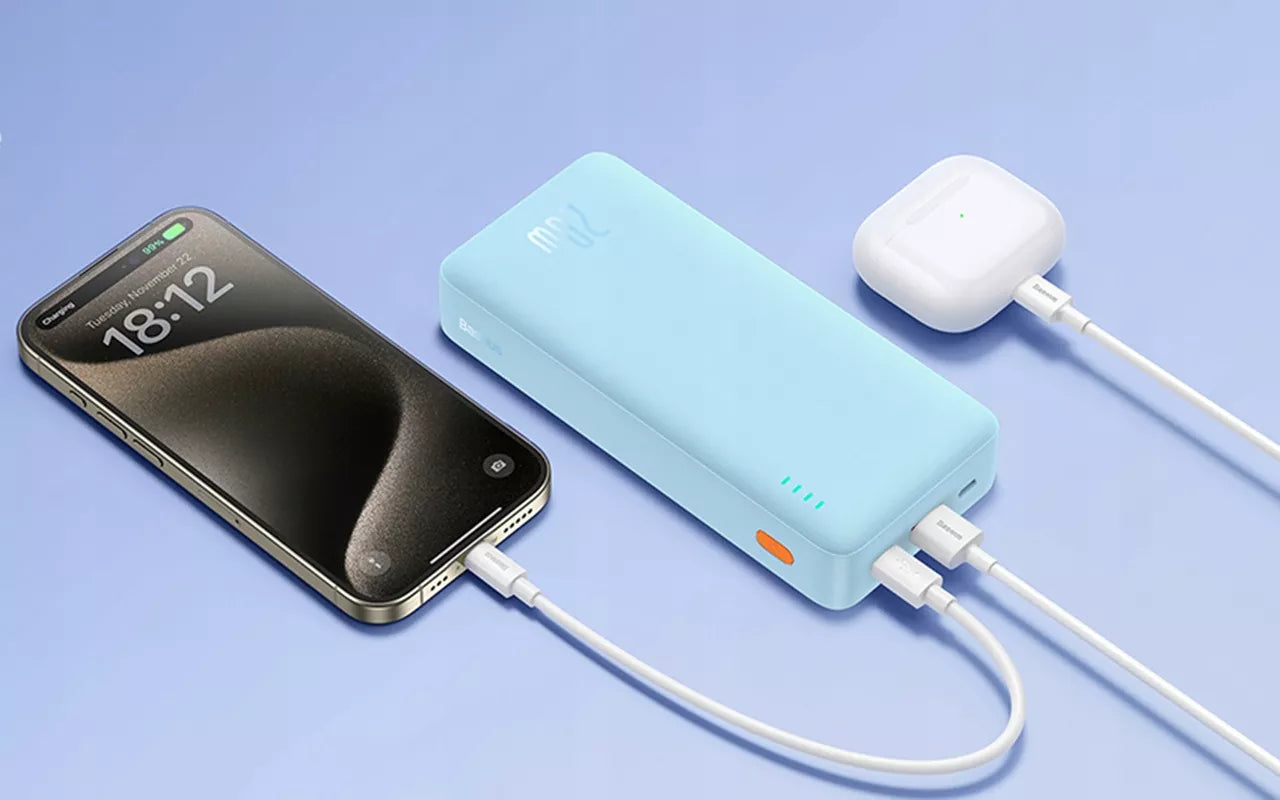 BASEUS išorinė baterija (power bank) su greituoju įkrovimu 20000mAh 20W USB-C USB-A su laidu