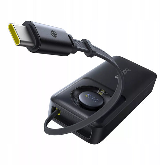 Baseus ypač greitas 10000mAh 30W išorinis akumuliatorius su įmontuotu USB-C laidu