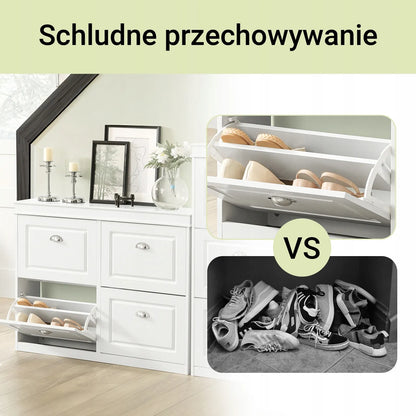 Bata batų spintelė SoBuy FSR79-W balta siaura komoda prieškambariui