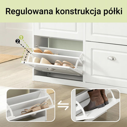 Bata batų spintelė SoBuy FSR79-W balta siaura komoda prieškambariui