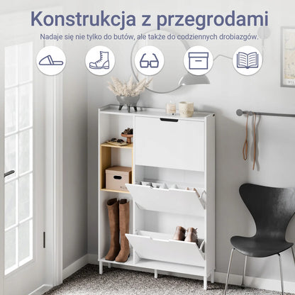 Bato batų spintelė su 3 atlenkiamomis lentynomis prieškambariui 90x19 FSR209-WN