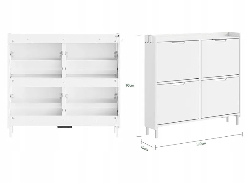 Bato spintelė 4 lentynų pakabinama/pastatoma balta prieškambariui su LED FSR100-E-W