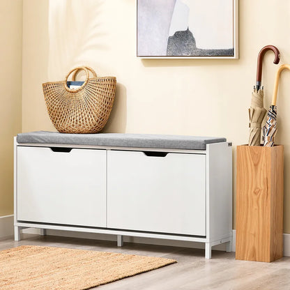 Bato spintelė su paminkštinta sėdyne SoBuy, balta, 105x24x52cm, FSR151-L-W
