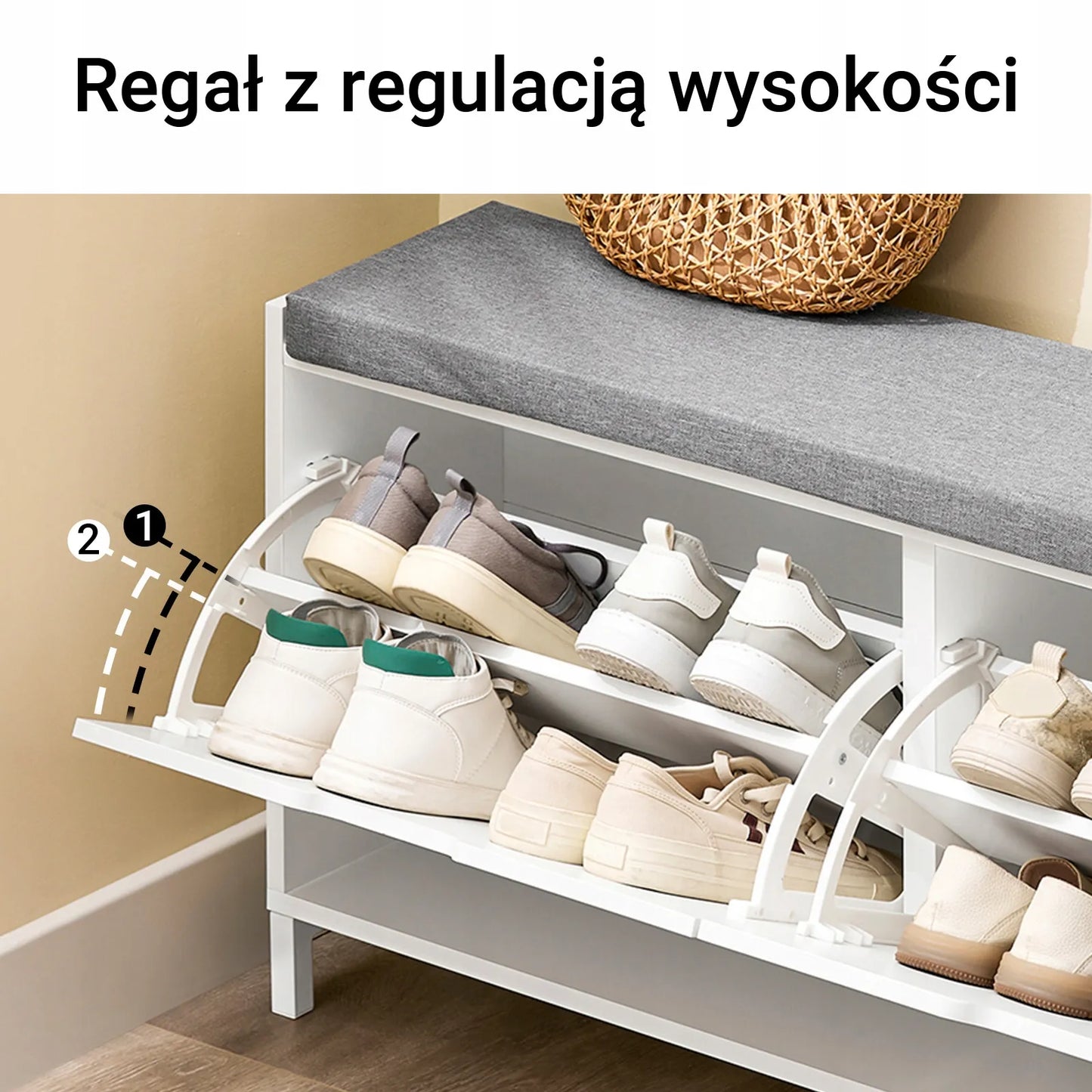Bato spintelė su paminkštinta sėdyne SoBuy, balta, 105x24x52cm, FSR151-L-W