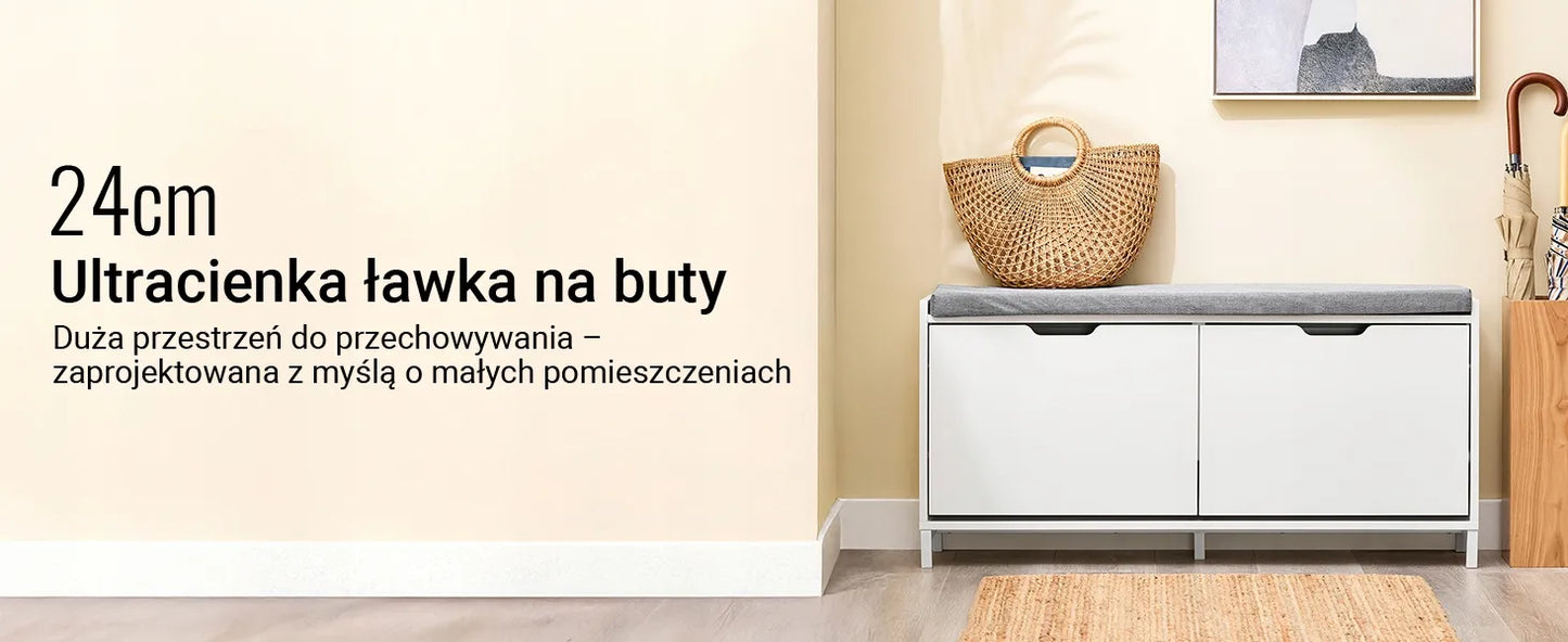Bato spintelė su paminkštinta sėdyne SoBuy, balta, 105x24x52cm, FSR151-L-W