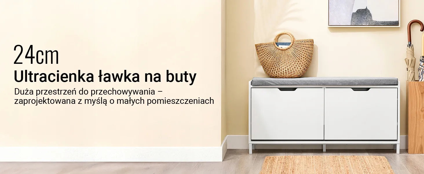 Bato spintelė su paminkštinta sėdyne SoBuy, balta, 105x24x52cm, FSR151-L-W