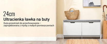 Bato spintelė su paminkštinta sėdyne SoBuy, balta, 105x24x52cm, FSR151-L-W