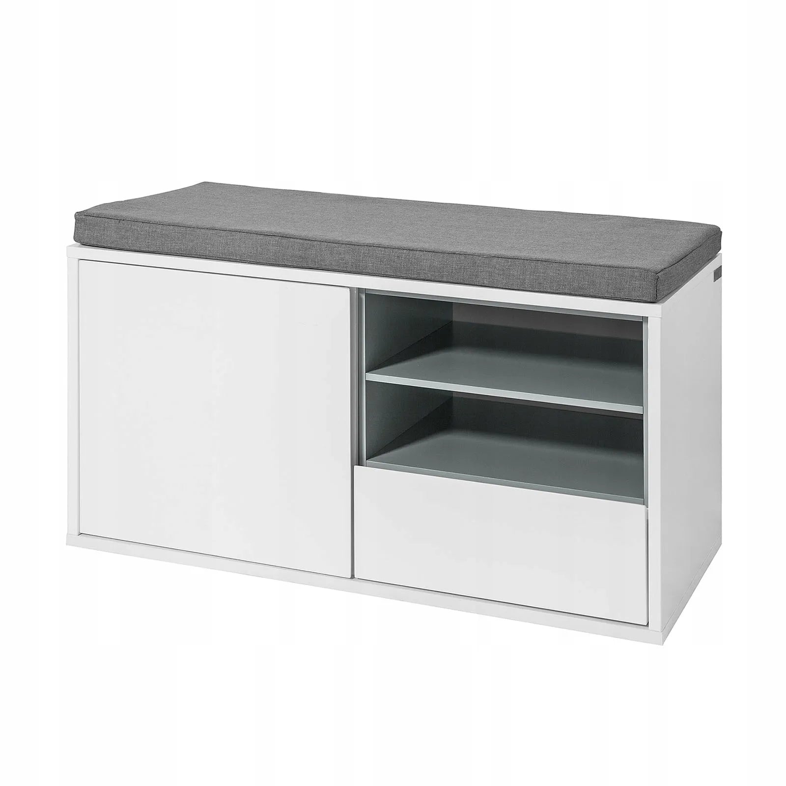 Bato spintelė su suoliuku, stalčiumi ir lentyna SoBuy FSR37-W, balta, 80 cm