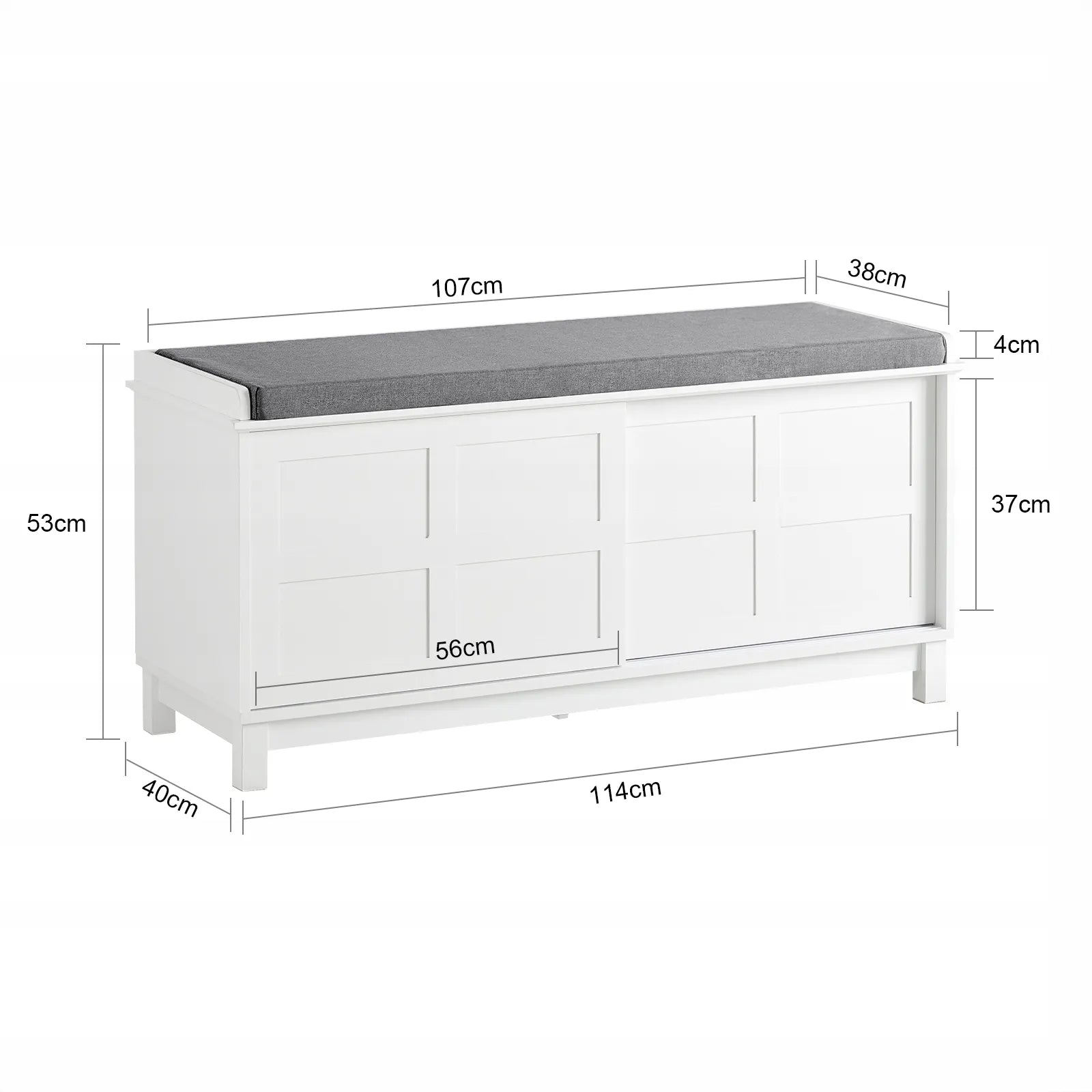 Batų spintelė su sėdyne, stumdomos durys, 114cm FSR86-W