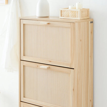 Batus spintelė su 3 skyriais prieškambario staliukas šviesaus ąžuolo spalvos 60x24x118cm FSR159-N