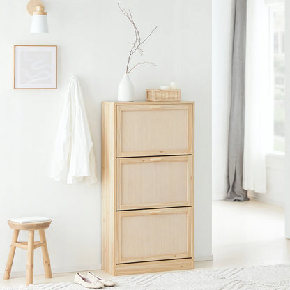 Batus spintelė su 3 skyriais prieškambario staliukas šviesaus ąžuolo spalvos 60x24x118cm FSR159-N
