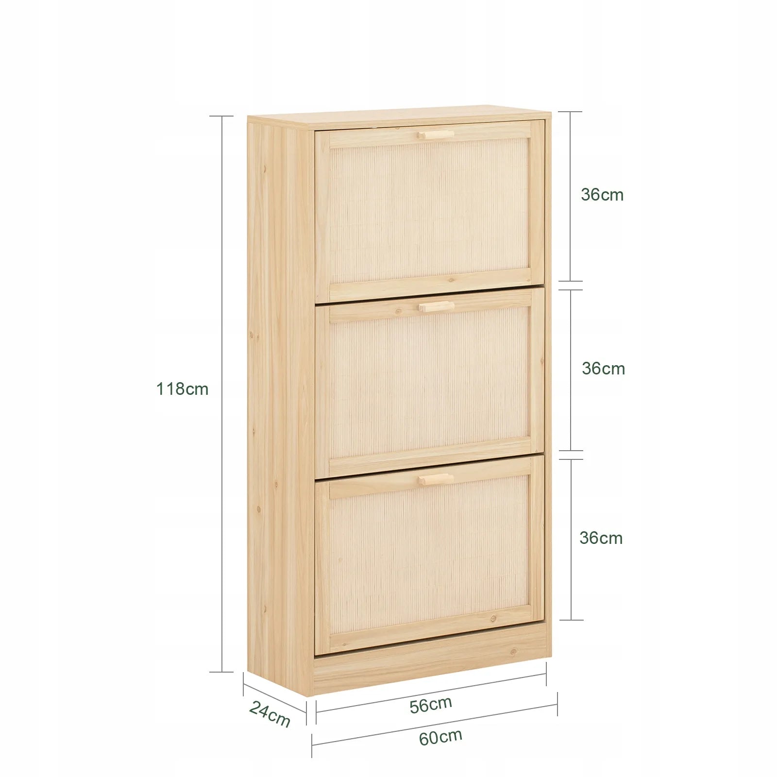 Batus spintelė su 3 skyriais prieškambario staliukas šviesaus ąžuolo spalvos 60x24x118cm FSR159-N