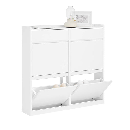 Batus spintelė su 4 durelėmis ir 2 stalčiais prieškambariui 98x19 cm SoBuy FSR169-W
