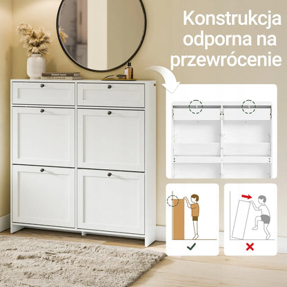 Batus spintelė su 4 durimis ir 2 stalčiais prieškambariui 100x19cm FSR208-W