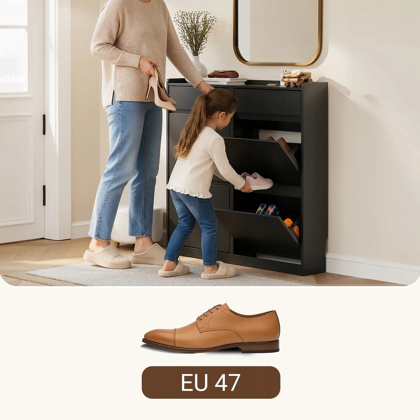 Batus spintelė su 4 durimis ir 2 stalčiais prieškambariui 19 cm FSR169-SCH