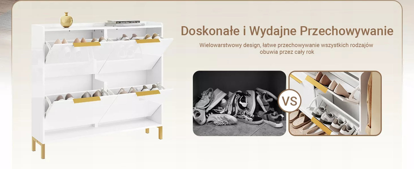 SoBuy Avalynė 4 atvartų balta prieškambario lentyna FSR206-GW